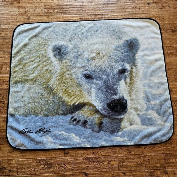 Northwest POLAR BEAR Sleepy Time Bear Plush Throw Blanket COLLIN BOGLE 49 x 59 - Picture 8 of 8